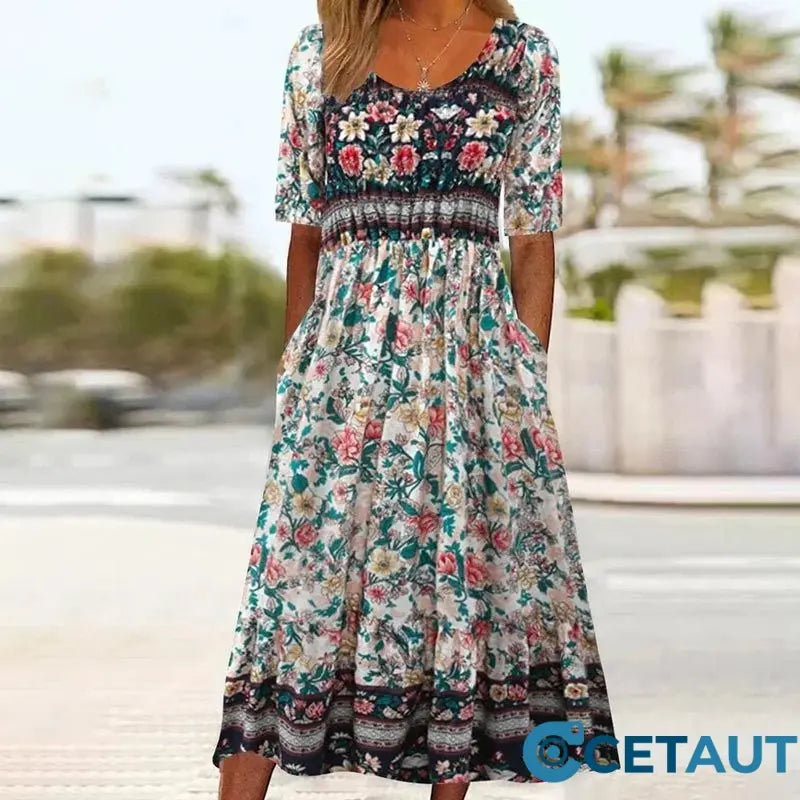 🔥50% OFF🌸✨ Elegantes Kleid mit böhmischem Muster für Frauen cetaut