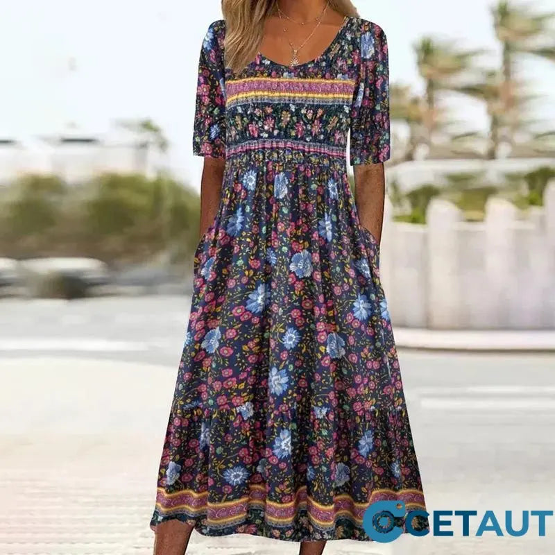 🔥50% OFF🌸✨ Elegantes Kleid mit böhmischem Muster für Frauen cetaut