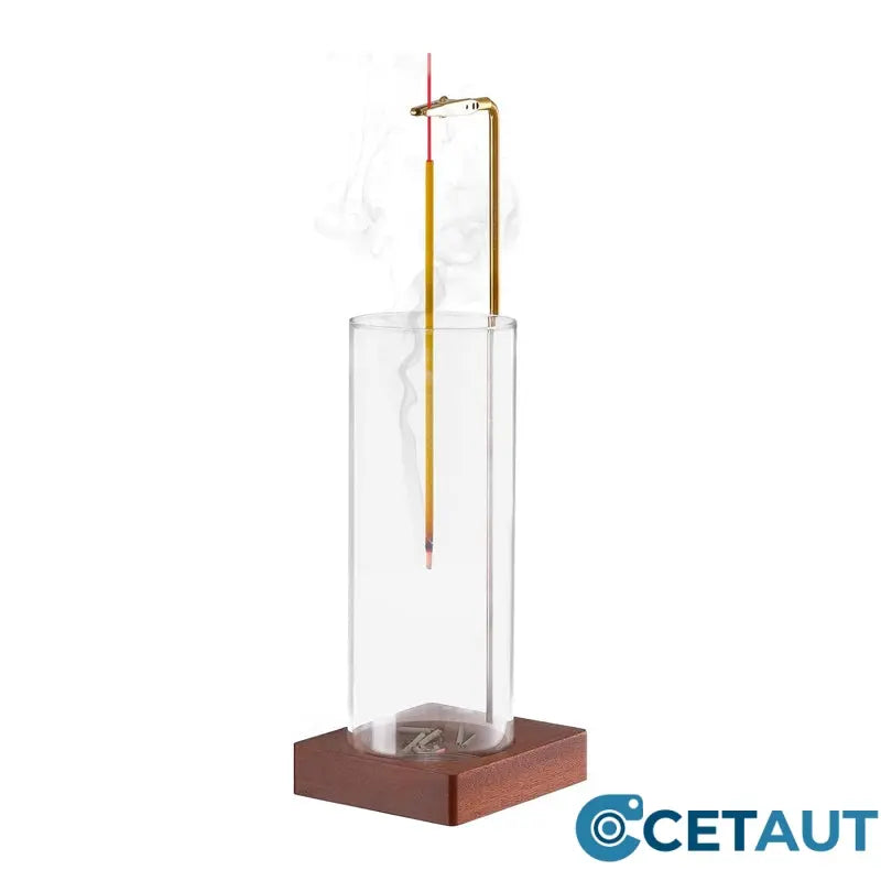 Räucherstäbchenhalter mit abnehmbarem Aschefänger aus Glas cetaut