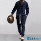 💥Heute angekommen – 50%💥 2-teiliges Herren-Set aus Baggy-Sweatshirt mit V-Ausschnitt und Jogginghose cetaut