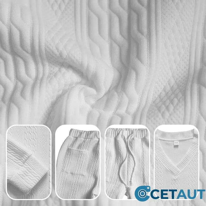 💥Heute angekommen – 50%💥 2-teiliges Herren-Set aus Baggy-Sweatshirt mit V-Ausschnitt und Jogginghose cetaut