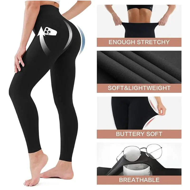 Figurformende High-Waist-Trainingsleggings zur Po-Lifting und Bauchweg mit Seitentasche cetaut