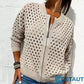 🔥2025 HOT SALE🔥Lässige Damen Strickjacke mit Reißverschluss und hohlem Design👗 cetaut