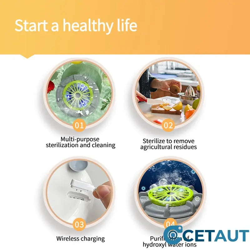 Pestizide? Keime? Weg damit! für 100% sichere Lebensmittel🍉🥬 Effiziente tragbare Obst- und Gemüsewaschmaschinen cetaut