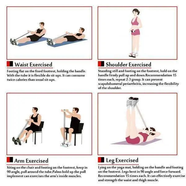 🔥2025 Heißer Verkauf 50 % RABATT✨Bauchtrainer, Sit-Up Trainingsgeräte Bodybuilding Expander Ganzkörpertrainer für Zuhause 6 Tubes Elastische Zugseil Multifunktions-Leg-Exerciser für Fitness Abnehmen Training Yoga cetaut