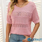 🌺Elegant. Atmungsaktiv. Vielseitig – Dein Sommer-Liebling für jeden Anlass🌷Damen Kurzarm-Rundhalspullover mit Lochstrick und Häkeloptik cetaut