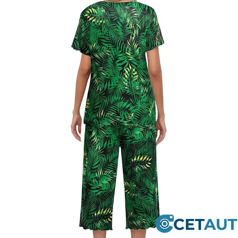 💐Wohlfühlen in Blumenpracht – Dein Alltag, Dein Stil. Damen-Print-Oberteil & Hose Nachtwäsche-Set cetaut
