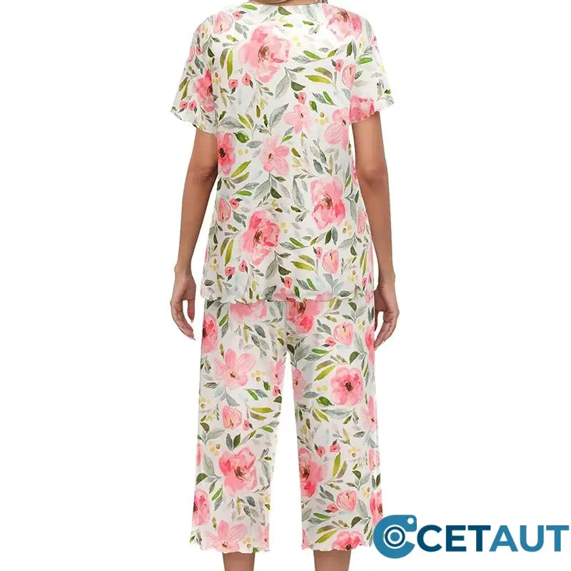 💐Wohlfühlen in Blumenpracht – Dein Alltag, Dein Stil. Damen-Print-Oberteil & Hose Nachtwäsche-Set cetaut