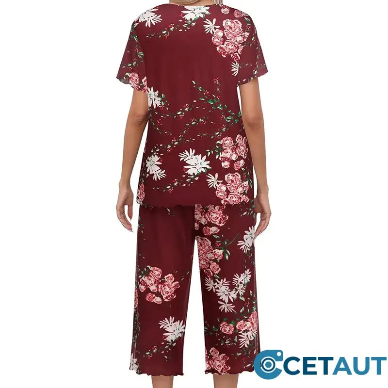 💐Wohlfühlen in Blumenpracht – Dein Alltag, Dein Stil. Damen-Print-Oberteil & Hose Nachtwäsche-Set cetaut