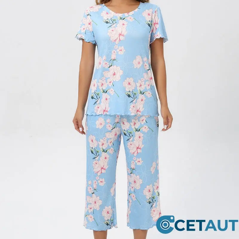 💐Wohlfühlen in Blumenpracht – Dein Alltag, Dein Stil. Damen-Print-Oberteil & Hose Nachtwäsche-Set cetaut