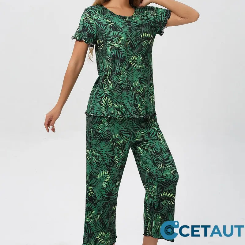 💐Wohlfühlen in Blumenpracht – Dein Alltag, Dein Stil. Damen-Print-Oberteil & Hose Nachtwäsche-Set cetaut