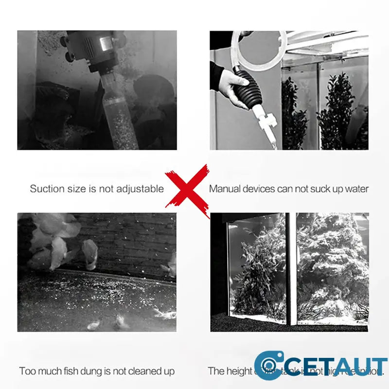 ✨ Sauberes Aquarium, mühelos in 3 Minuten! ✨Elektrischer Saugnapf-Aquarium-Wasserwechsler-Filterreiniger Nein cetaut