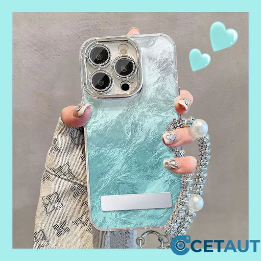 Farbverlauf Handytasche mit Ständer & Kette für iPhone Serie cetaut