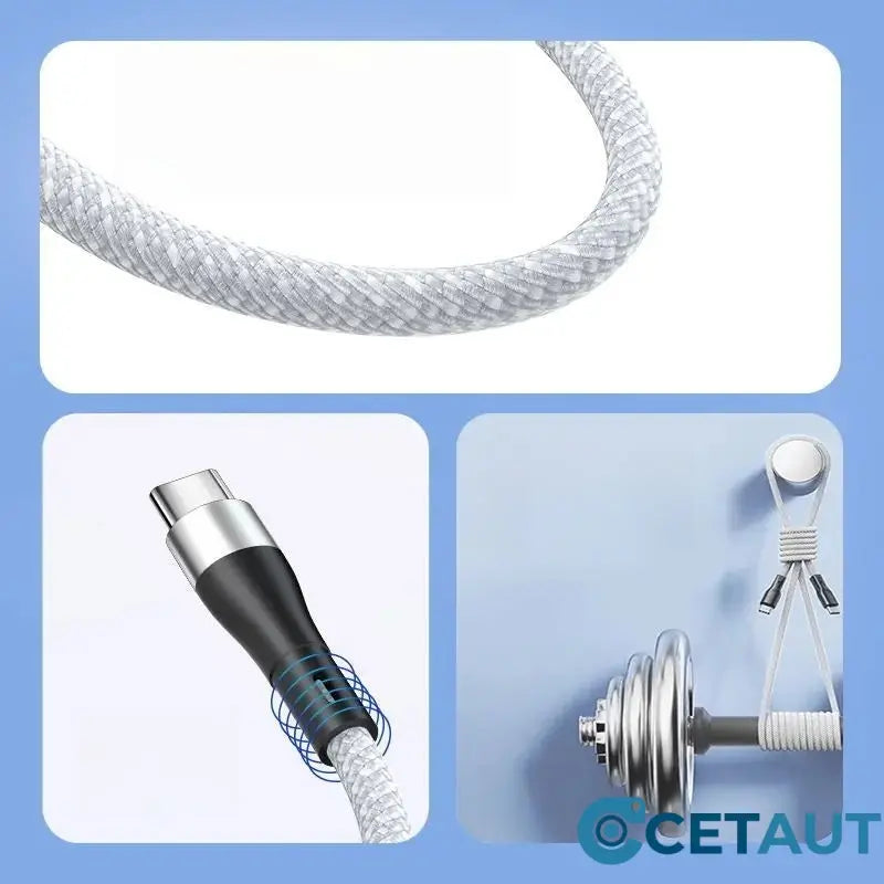 Multikompatibles magnetisches Schnelllade-Geflecht-Ladekabel cetaut