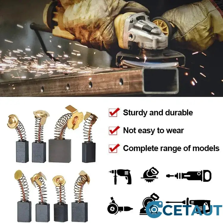 Carbon Brush Set for Electric Tools🛠️Robuste Kupferkohlebürsten: Für längere Werkzeuglebensdauer und weniger Funken cetaut