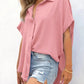 🔥Hot Sale 50% OFF🔥Women's Casual Button Short Sleeve Slit Hem Shirt Solid Color Tops cetaut