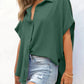🔥Hot Sale 50% OFF🔥Women's Casual Button Short Sleeve Slit Hem Shirt Solid Color Tops cetaut