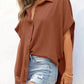 🔥Hot Sale 50% OFF🔥Women's Casual Button Short Sleeve Slit Hem Shirt Solid Color Tops cetaut