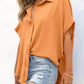 🔥Hot Sale 50% OFF🔥Women's Casual Button Short Sleeve Slit Hem Shirt Solid Color Tops cetaut
