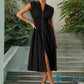 Elegantes Maxikleid mit V-Ausschnitt und Schlitz für Damen cetaut