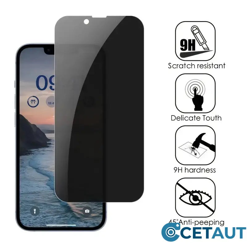 Anti-Scratch & Anti-Spy Tempered Glass Screen Protector for iPhone cetaut
