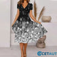 🌺Fließendes, bedrucktes Kleid mit V-Ausschnitt für Damen-Bequem. Elegant. Für JEDEN Tag cetaut