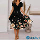 🌺Fließendes, bedrucktes Kleid mit V-Ausschnitt für Damen-Bequem. Elegant. Für JEDEN Tag cetaut