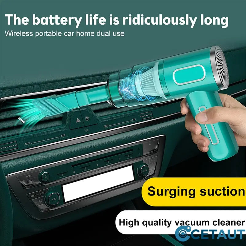 120W Super-Starker kabelloser Auto-Staubsauger - wiederaufladbarer Handstaubsauger mit Zyklon-Saugkraft - mühelose, ultra-portable Autoreinigungslösung für unterwegs cetaut