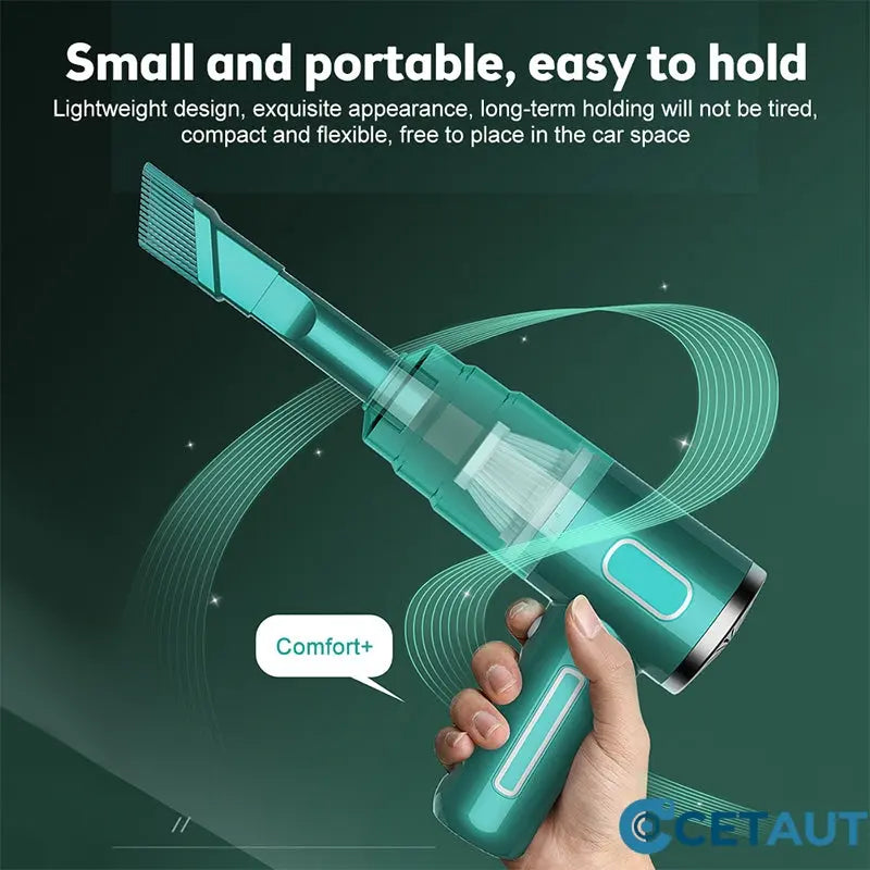 120W Super-Starker kabelloser Auto-Staubsauger - wiederaufladbarer Handstaubsauger mit Zyklon-Saugkraft - mühelose, ultra-portable Autoreinigungslösung für unterwegs cetaut