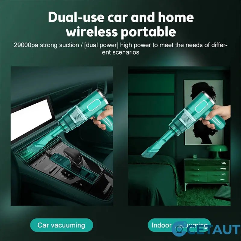 120W Super-Starker kabelloser Auto-Staubsauger - wiederaufladbarer Handstaubsauger mit Zyklon-Saugkraft - mühelose, ultra-portable Autoreinigungslösung für unterwegs cetaut