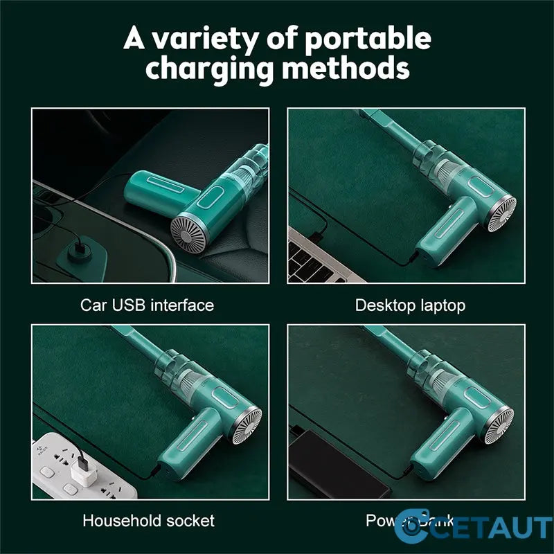 120W Super-Starker kabelloser Auto-Staubsauger - wiederaufladbarer Handstaubsauger mit Zyklon-Saugkraft - mühelose, ultra-portable Autoreinigungslösung für unterwegs cetaut