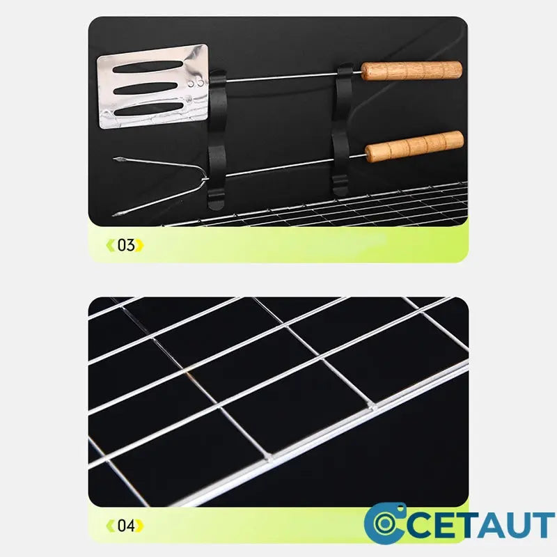 🚚 Livraison gratuite ! 🔥 Tragbarer faltbarer Holzkohlegrill für Outdoor-Kochen 🍖🔥🍃 cetaut