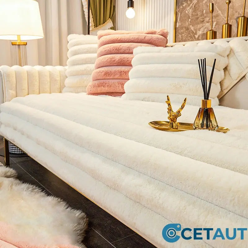 Kaninchen Pelz Anti-Rutsch Plüsch Sofa Abdeckung cetaut