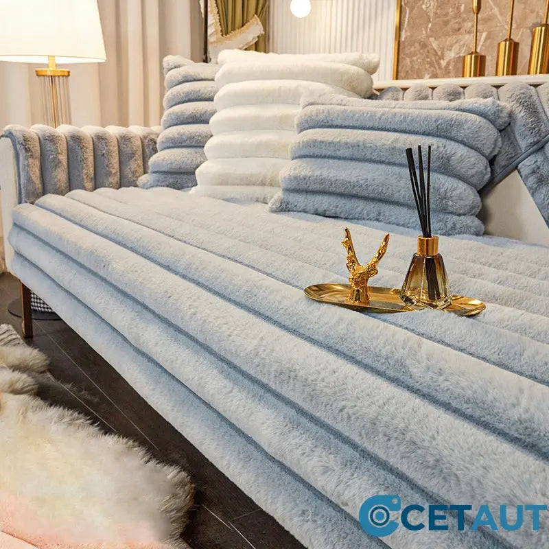 Kaninchen Pelz Anti-Rutsch Plüsch Sofa Abdeckung cetaut