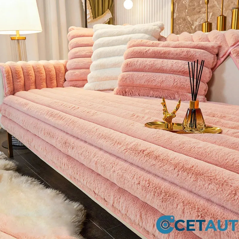Kaninchen Pelz Anti-Rutsch Plüsch Sofa Abdeckung cetaut