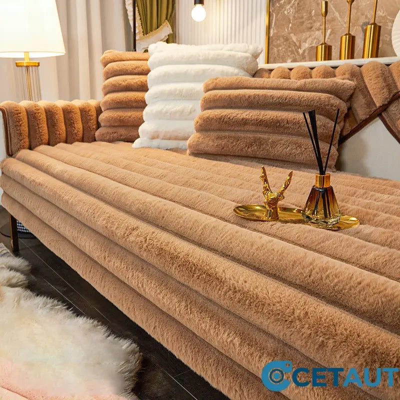Kaninchen Pelz Anti-Rutsch Plüsch Sofa Abdeckung cetaut