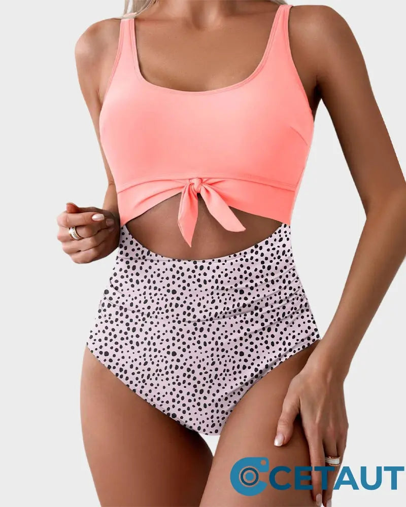 🏖️2025 Sommer-Hot-Sale - 50% Rabatt💓Einteiliger Badeanzug mit gerafftem Knoten und Bauchkontrolle🩱 cetaut