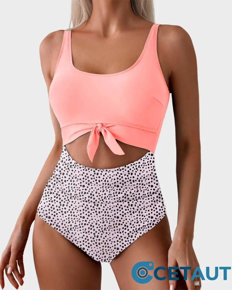 🏖️2025 Sommer-Hot-Sale - 50% Rabatt💓Einteiliger Badeanzug mit gerafftem Knoten und Bauchkontrolle🩱 cetaut