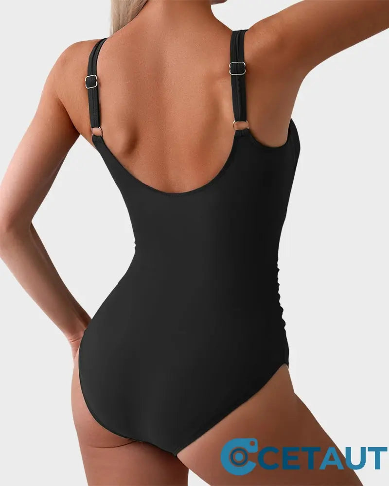 🏖️2025 Sommer-Hot-Sale - 50% Rabatt💓Einteiliger Badeanzug mit gerafftem Knoten und Bauchkontrolle🩱 cetaut