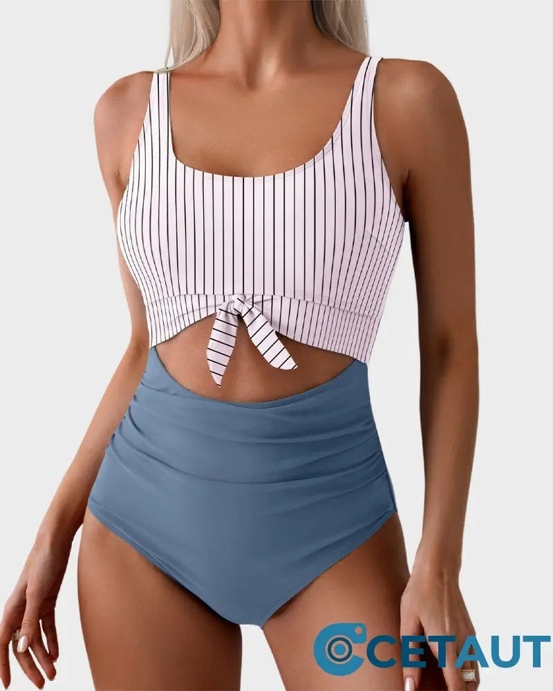 🏖️2025 Sommer-Hot-Sale - 50% Rabatt💓Einteiliger Badeanzug mit gerafftem Knoten und Bauchkontrolle🩱 cetaut