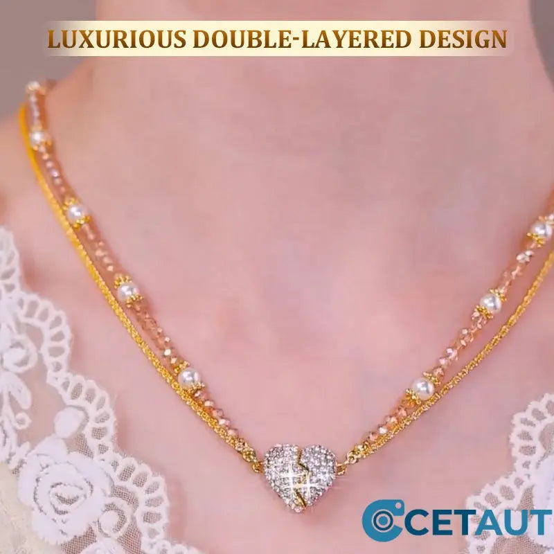 Magnetic Split Heart Matching Pendant Necklaces cetaut