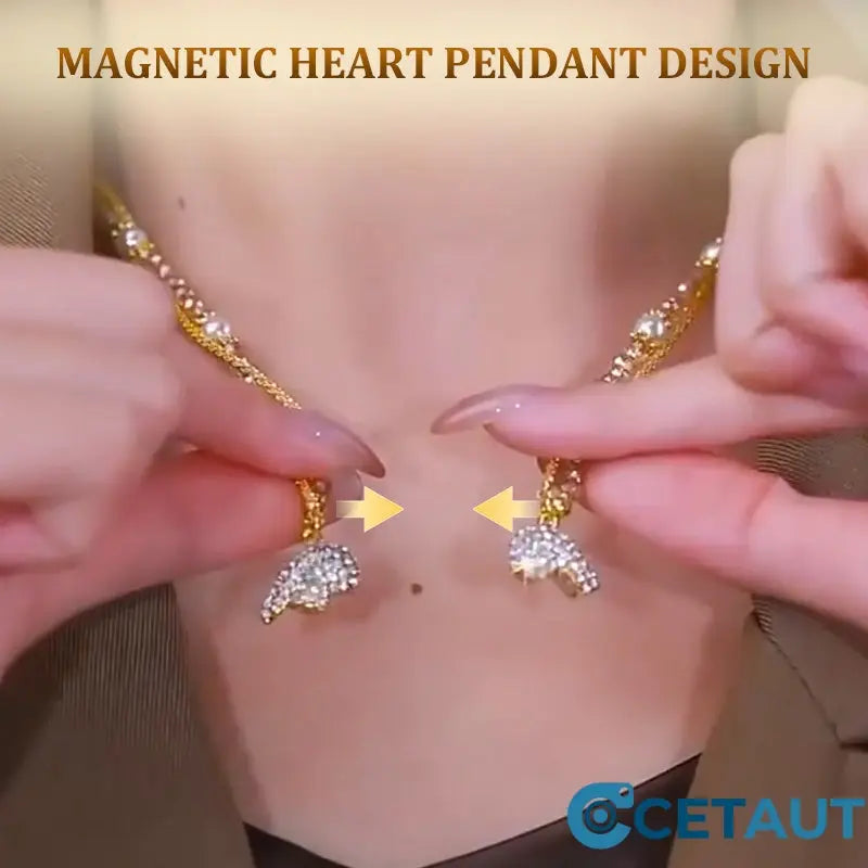 Magnetic Split Heart Matching Pendant Necklaces cetaut