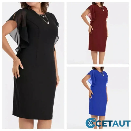 💃Elegant. Bequem. Perfekt für jeden Anlass💫Einfarbiges Midikleid mit Rundhalsausschnitt cetaut