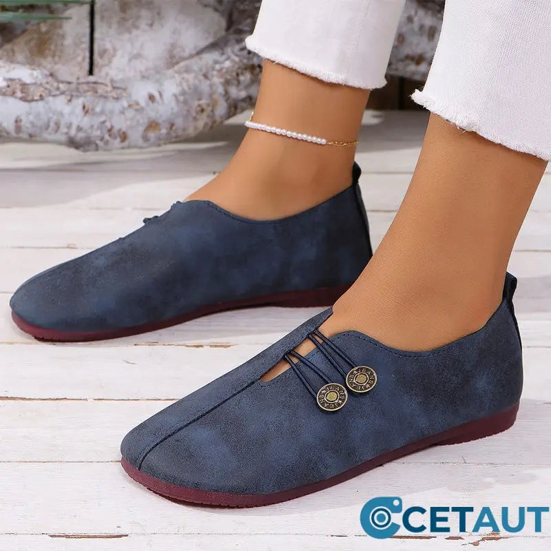 ✨ Frauen neue weiche synthetische Leder flache Schuhe cetaut