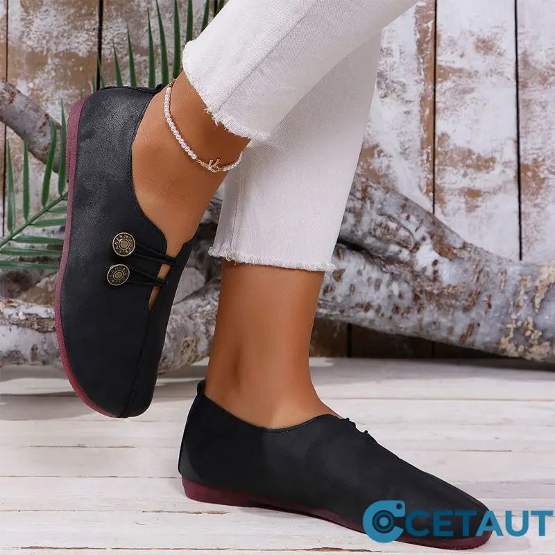 ✨ Frauen neue weiche synthetische Leder flache Schuhe cetaut