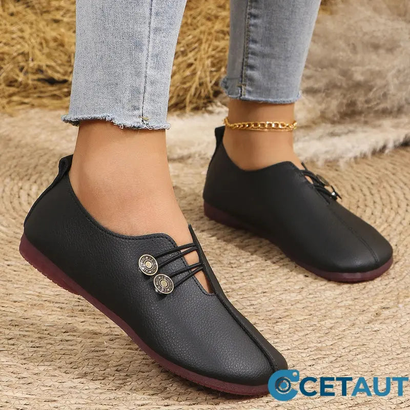 ✨ Frauen neue weiche synthetische Leder flache Schuhe cetaut