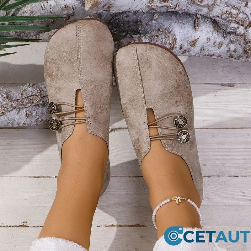 ✨ Frauen neue weiche synthetische Leder flache Schuhe cetaut