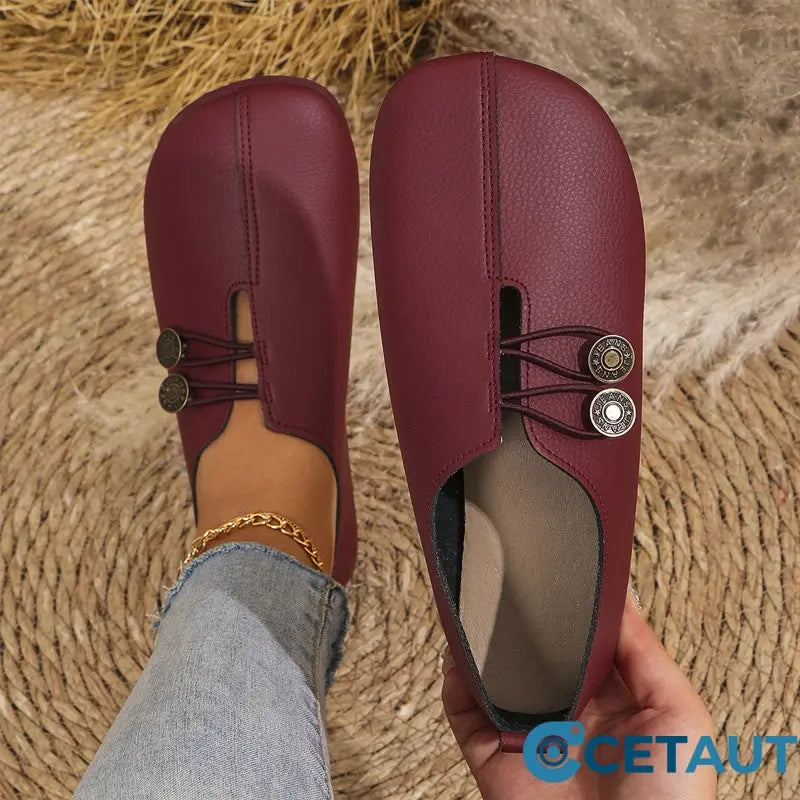 ✨ Frauen neue weiche synthetische Leder flache Schuhe cetaut