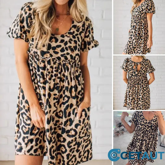 Lässiges Minikleid mit Leopardenmuster für Damen cetaut