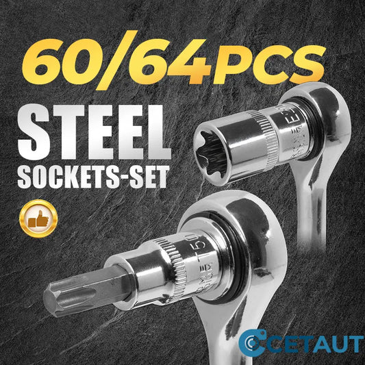 🔩 Ultimativer Steckschlüsselsatz für Mechaniker – CR-V Stahl + 60 Teile cetaut